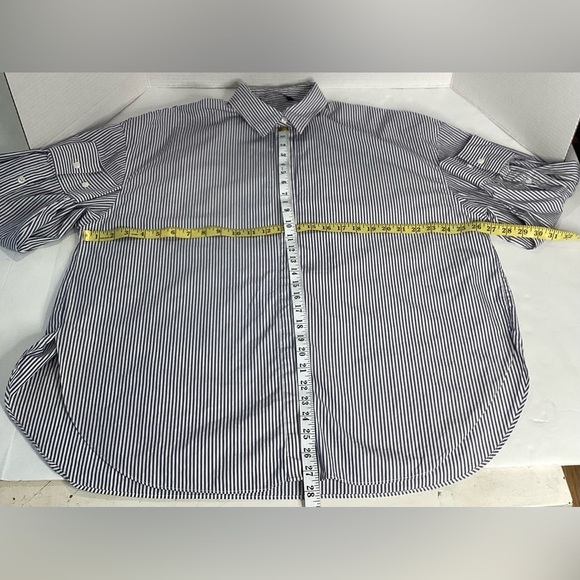 Zara cotton Blue And White striped Button Down shirt. XXL - Picture 4 of 10